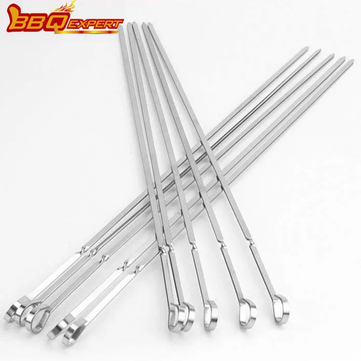 Tykk flate grillpinner i rustfritt stål grillspydsett